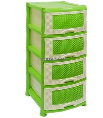 Комод Плетёнка 4 секции крем-салатовый Комод Плетёнка 4 секции крем-салатовый