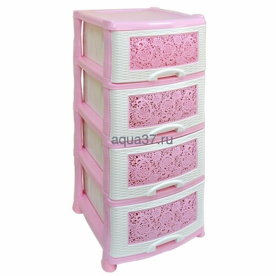 Комод Ажур 4 секции бело-розовый Комод Ажур 4 секции бело-розовый