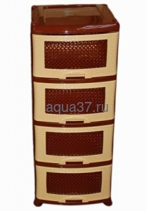 Комод Плетёнка 4 секции беж-коричневый Комод Плетёнка 4 секции беж-коричневый