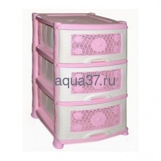 Комод Ромашка 3 секции бело-розовый Комод Ромашка 3 секции бело-розовый