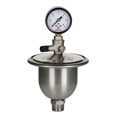 Гаситель гидроударов мембранный с манометром Valtec Гаситель гидроударов мембранный с манометром Valtec (фото)