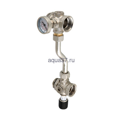 Байпас проходной с перепускным клапаном и термометром Valtec Байпас проходной с перепускным клапаном и термометром Valtec (фото)